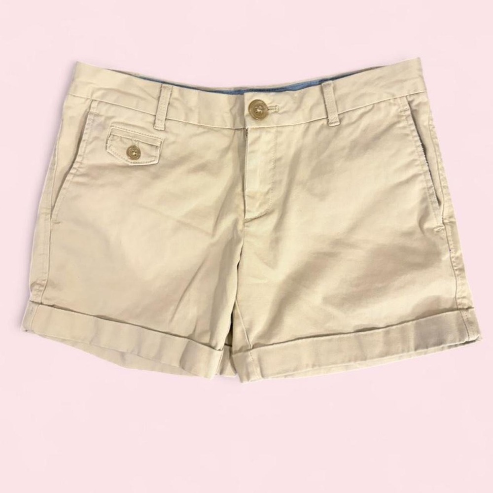 Banana Republic Tan Chino Shorts Cuffed Preppy Cream Size 0